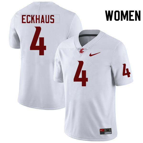 Women #4 Zevi Eckhaus Washington State Cougars College Football Jerseys Stitched-White